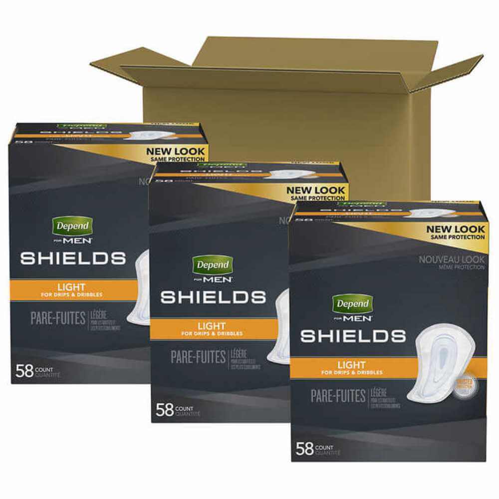 Depend Shields for Men Light Absorbency One Stop Bedwetting