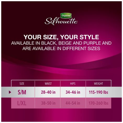 Depend Silhouette Incontinence Briefs For Women - Maximum Absorbency,  51413, 51412, 50981