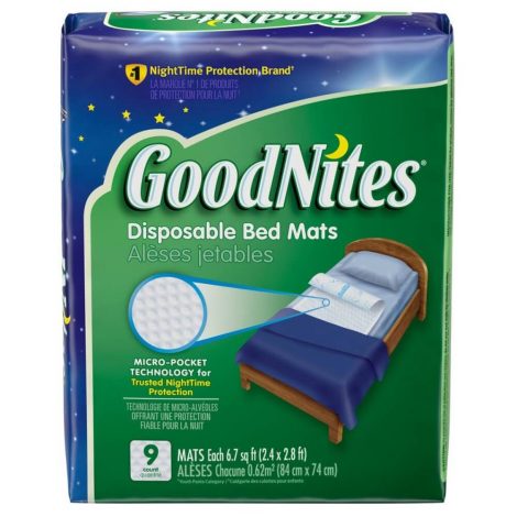 Goodnites Disposable Bed Pads For Nighttime Bedwetting, Non-Slip - 9 pack